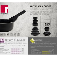 Set of 2 Click and Cook Frying Pans 24 + 28 cm Black