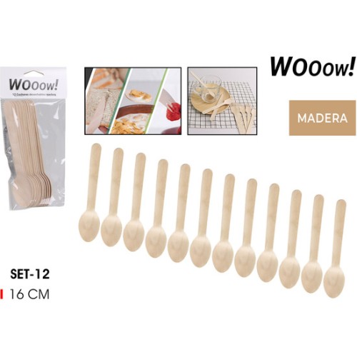 Set of 12 Disposable Wooden Spoons