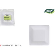 Set de 25 Platos de Cartón Cuadrados 18cm de Soja