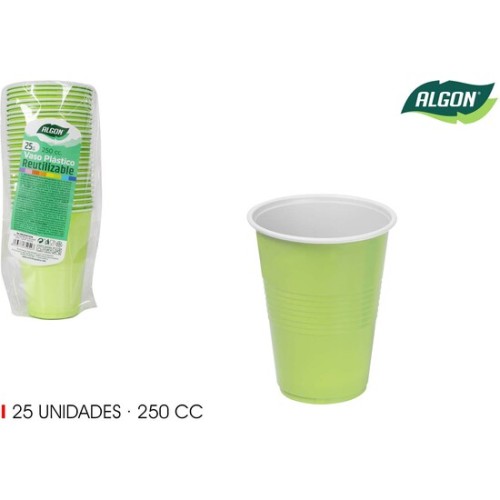 Set of 25 Bicolor Glasses Green-Black 250cc
