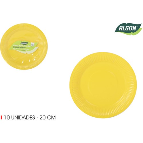Set of 10 Yellow Carton Plates Soy20 Algon