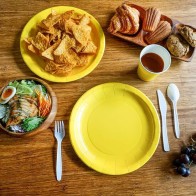 Set of 10 Yellow Carton Plates Soy20 Algon