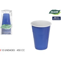Set de 10 Vasos Bicolor Azul-Blanco 450ml