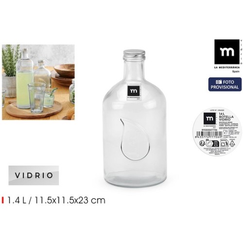 Mediterranea Glass Bottle with Metal Cap 1.4L