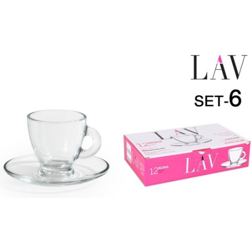 Set of 6 Espresso Cups with Plates Roma