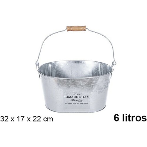 Cubo Metal Ovalado Decorado 6 Litros