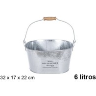 Decorated Oval Metal Bucket 6 Liters