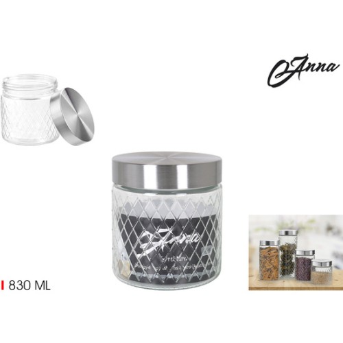 830ml Glass Jar with Steel Lid Relief Anna