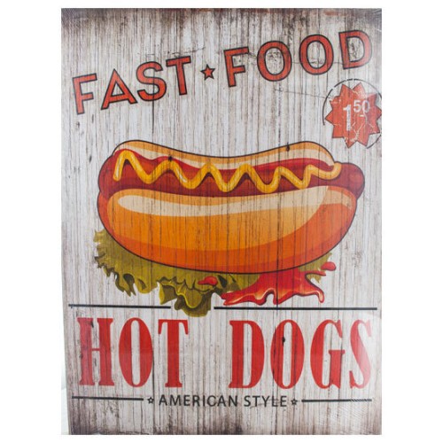 Fast Food Hot Dogs Wooden Art Decor