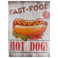 Fast Food Hot Dogs Wooden Art Decor