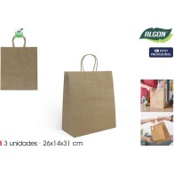 Set-3 Bolsa Papel Kraft 26x14x31cm Algon