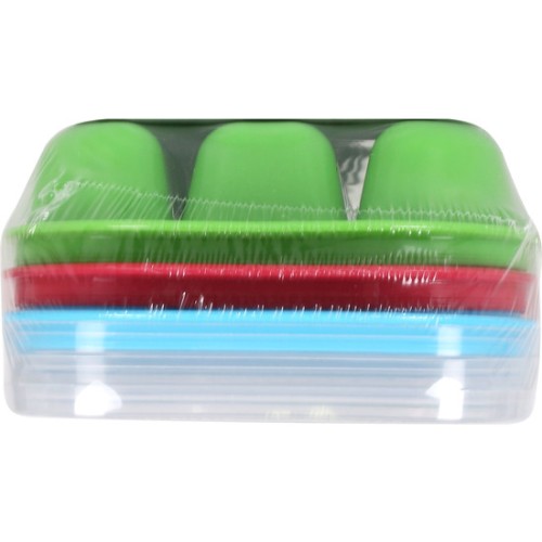 Set of 3 Ice Cube Trays 18 Cubes with Lid - Assorted Colors