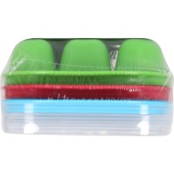 Set of 3 Ice Cube Trays 18 Cubes with Lid - Assorted Colors