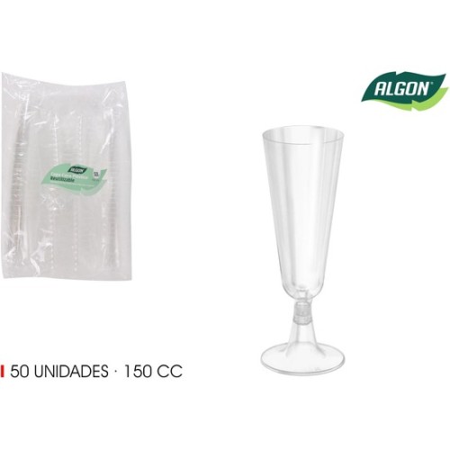Set de 50 Copas de Cava Transparente 150cc Algon