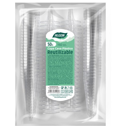 Set of 50 Transparent Cava Glasses 150cc Algon