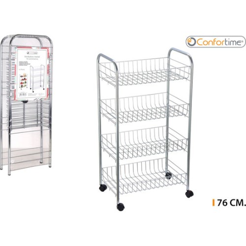 76cm Chromed Metal Vegetable Rack 4 Tiers