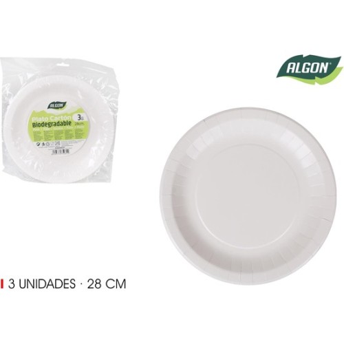 Set of 3 28cm Soy Paper Round Plates