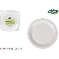 Set of 3 28cm Soy Paper Round Plates