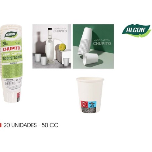 Set of 20 Bla Carton Shot Cups 50cc