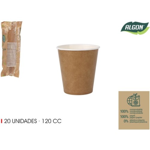 Set-20 Vaso Cartón Kraft 120cc Algon