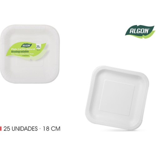 Set de 25 Platos Cuadrados Naturales