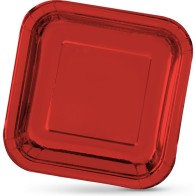 Set of 3 Red Square Paper Plates 26cm