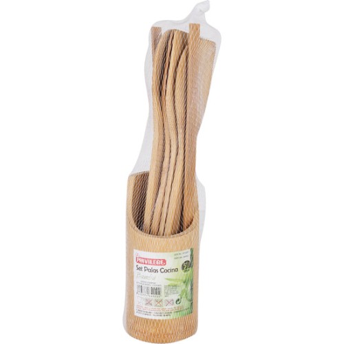 Bamboo Spatula Set with Stand for Cooking