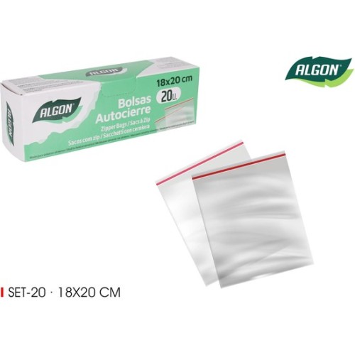 Set-20 Bolsas Autocierre 18x20cm Algon