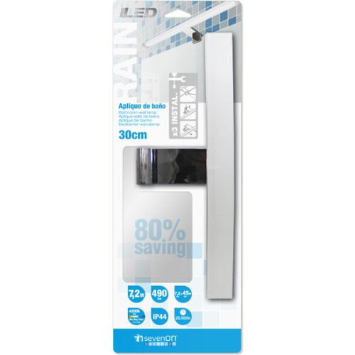 Aplique Led Baño Aluminio 7,2w