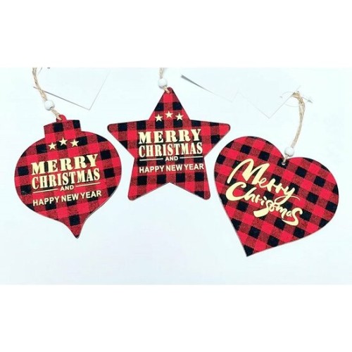 Colgante Figura Cuadros Rellena 14cm para Decoración Festiva