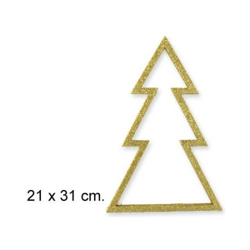 Árbol de Navidad de Madera Oro Brillante 21x31cm