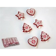 Set of 6 Assorted Christmas Pins for Holiday Decoration