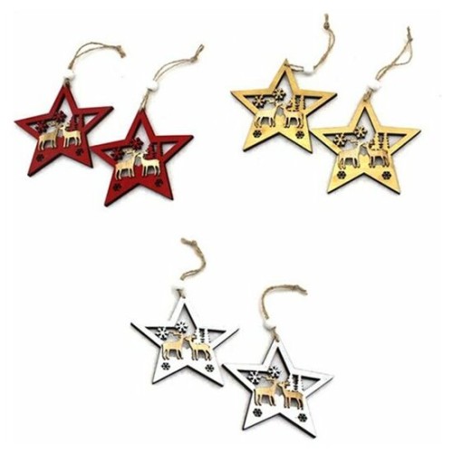 Star Ornament with Reindeer Assorted 9cm