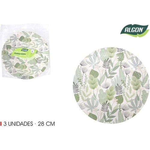 Set-3 Plato Carton Red.flora 28cm Algon