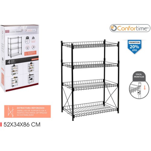 Estantería 4 Niveles Metal 52x34x86 Confortime