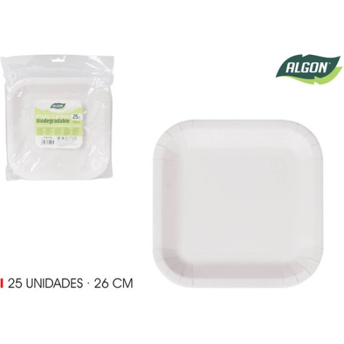 Set-25 Plato Cartoncuad. L/soja 26cm Algon