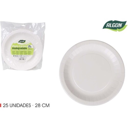 Set of 25 Soy Paper Plates 28cm Algon