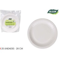 Set of 25 Soy Paper Plates 28cm Algon