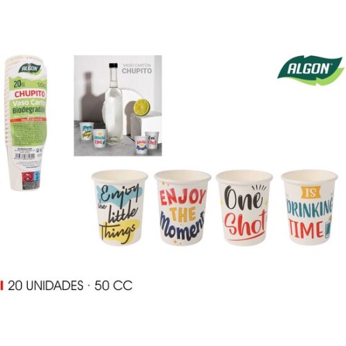 Set-20 Vaso Carton Chupito Fra.50cc Algon
