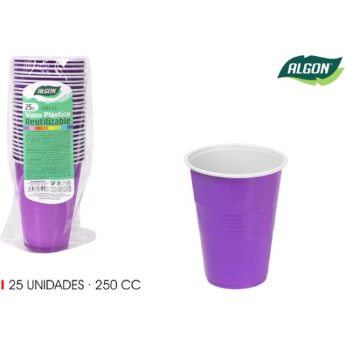 Set de 25 Vasos Bicolor Fucsia-bl 250ml