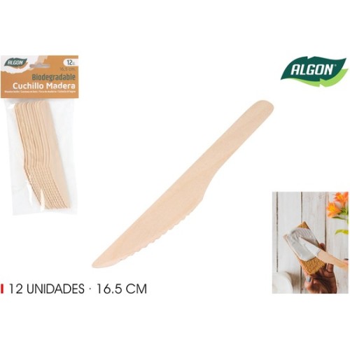 Set-12 Cuchillo Madera 16.5 Cm Algon