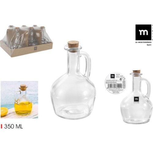 Glass Oil Bottle 350ml with Cork Stopper La Medi - Stylish Kitchen Accessory