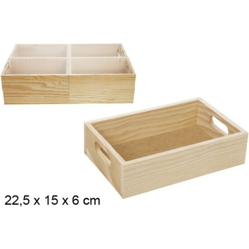 Caja de Madera 25,5x15x6cm para Almacenamiento en el Hogar