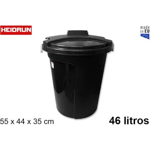 46-Liter Black Plastic Trash Can Heidrun