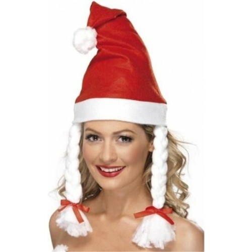 Gorro Navidad con Trenzas 28x38cm - Accesorio Festivo