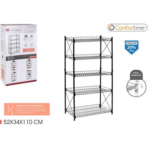 5-Tier Metal Shelf 52x34x110 Confortime