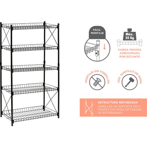 5-Tier Metal Shelf 52x34x110 Confortime