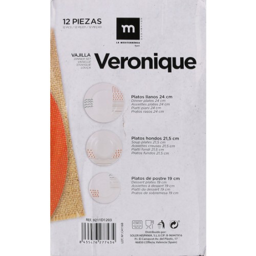Vajilla Redonda 12pcs Veronique Md