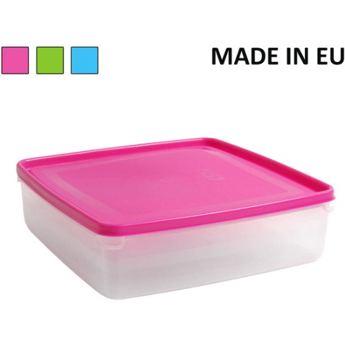 Fiambrera Cuadrada 2,75L Colores Surtidos para Preparación de Comidas