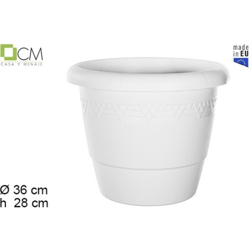 36cm White Plastic Flower Pot Elsa